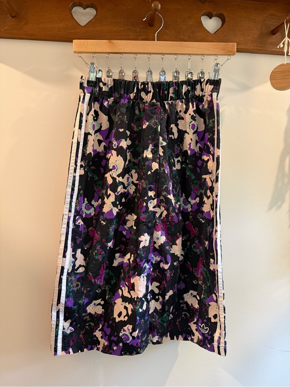 Adidas midi Skirt with Black and Purple Floral Camo Print
